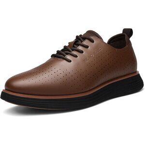 Bruno Marc Men's Leather Brown Fashion Sneakers Oxfords Casual Shoes